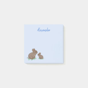 Post-it® Maman mignonne et bébé lapin dans un bleu trèfle