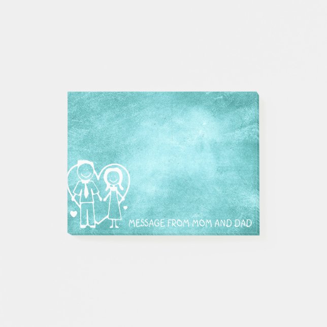 Post-it® Maman Papa Famille Massage Chalkboard Mint Bleu (Devant)