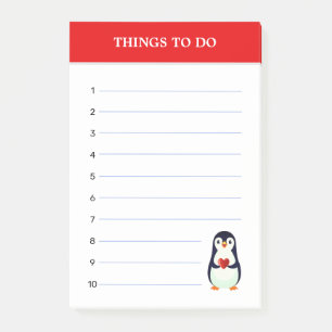 Post-it® Manchot Mignon & Choses À Faire Notes Modifiables