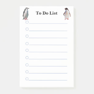 Post-it® Manchots sur une liste de tâches à faire avec des