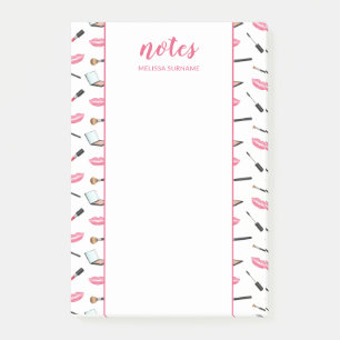 Post-it® Maquillage avec lèvres roses et titre personnalisé