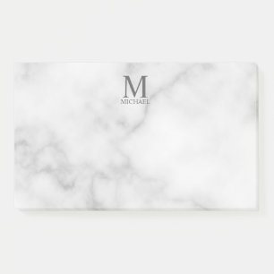 Post-it® Marbre blanc Monogramme personnalisé et nom