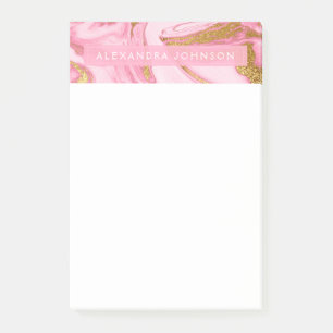 Post-it® Marbre moderne rose, blanc et or