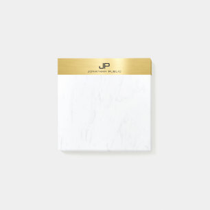 Post-it® Marbre & Or Monogramme moderne Modèle initial