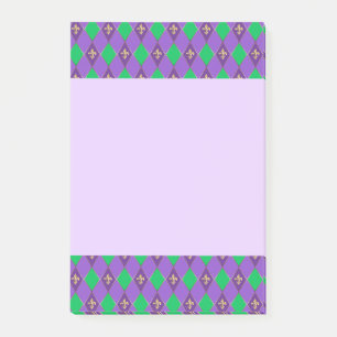 Post-it® Mardi Gras Carnaval Arlequin Gold Fleur de Lis