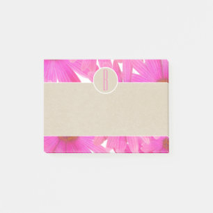 Post-it® Marguerites roses et kraft marron rustique monogra