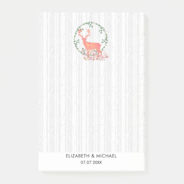 Post-it® Mariage d'aquarelle Russe Reindeer Boho (Devant)