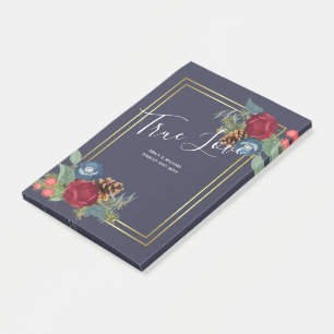 Post-it® Mariage d'hiver Bourgogne Turquoise Bleu moderne