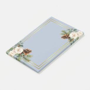 Post-it® Mariage d'hiver Roses blanches Or Dusty Bleu