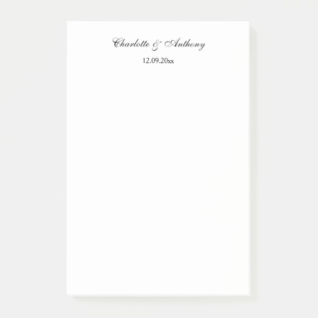 Post-it® Mariage Élégant Script Creative Black White (Devant)