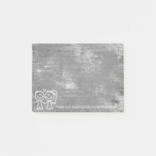 Post-it® Mariage Favor Merci Gris Argent Distressé