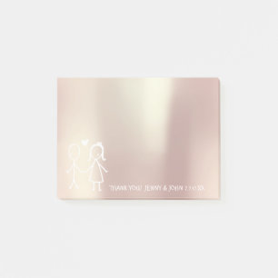 Post-it® Mariage Favor Merci Metallic Rose bulles d'or