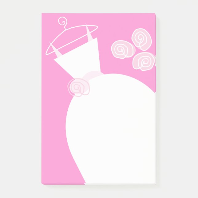 Post-it® Mariage Gown rose vertical post-it note (Devant)
