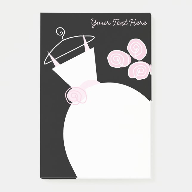 Post-it® Mariage Gown Texte rose noir post-it note (Devant)