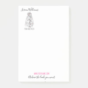 Post-it® Mariage Hair Styliste noir blanc Wavy Hair Floral
