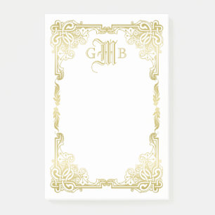 Post-it® Mariage Monogramme classique Gold Cadre traditionn
