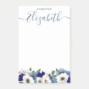 Post-it® Marine blanche sophistiquée et Flore bleu poussiér