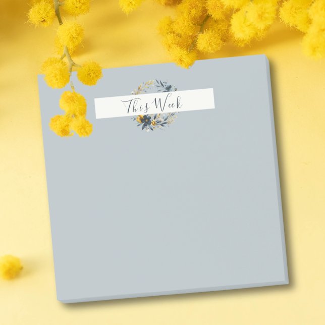 Post-it® Marine classique et or Floral Wreath Blue (Créateur téléchargé)