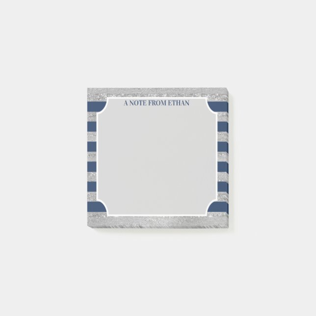 Post-it® Marine, Gris Barre rayée Mitzvah Favoriser (Devant)