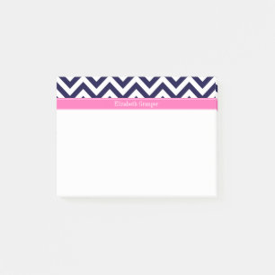 Post-it® Marine Lg Chevron HotPink2 Quatrefeuille Monogramm