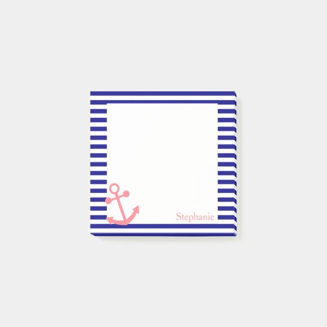Post-it® Marine personnalisée bleu et rose pâle (Devant)
