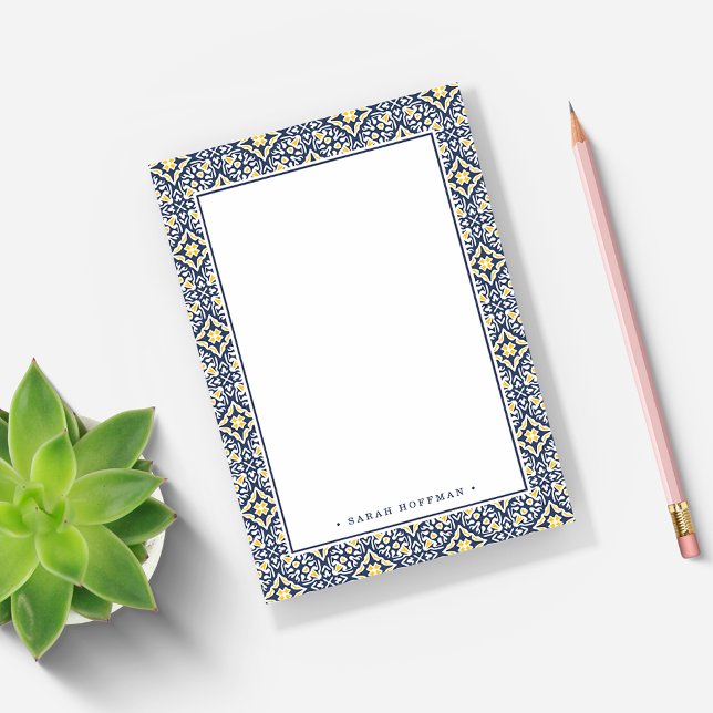 Post-it® Marine personnalisée et Motif méditerranéen jaune (Créateur téléchargé)