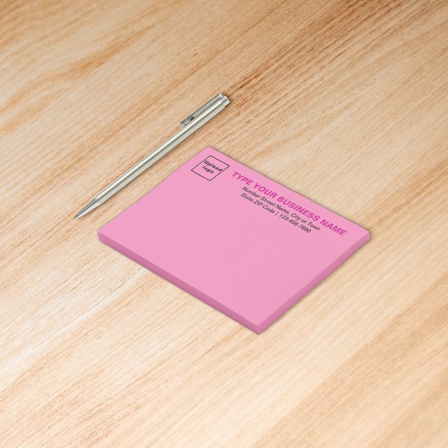 Post-it® Marque commerciale sur rectangle rose (Build brand name awareness. Your business brand on pink rectangle post it note.)