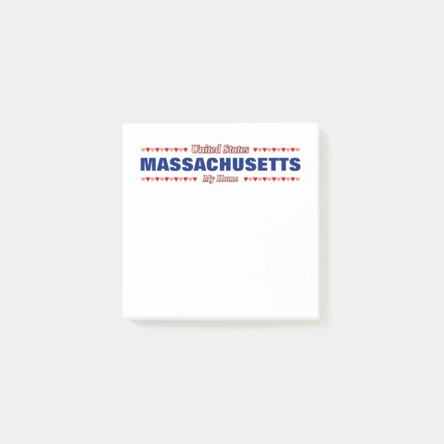 Post-it® MASSACHUSETTS - Ma maison - États-Unis;Cœurs (Devant)