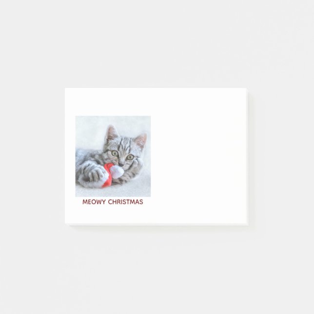 Post-it® Meowy Christmas Grey Tabby Chat (Devant)