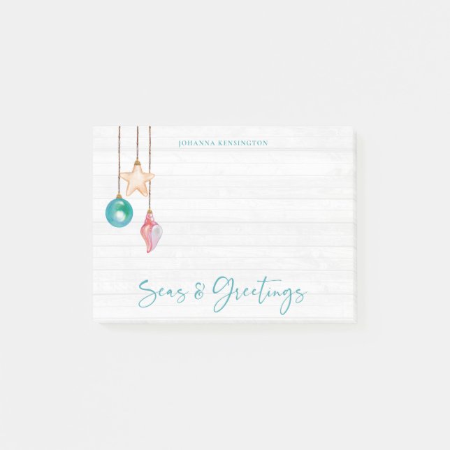 Post-it® Mer rose turquoise et ornement de coquillages (Devant)