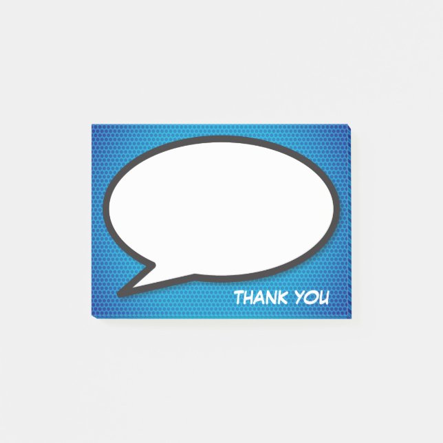 Post-it® Merci Fun Comédie Livre Discours Bubble Blue (Devant)