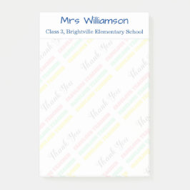 Post-it® Merci Nom de l'enseignant Classe École Pastel