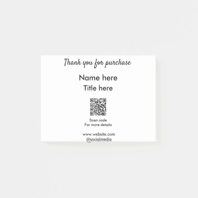 Post-it® Merci pour le nom d'achat ici scan QR (Devant)