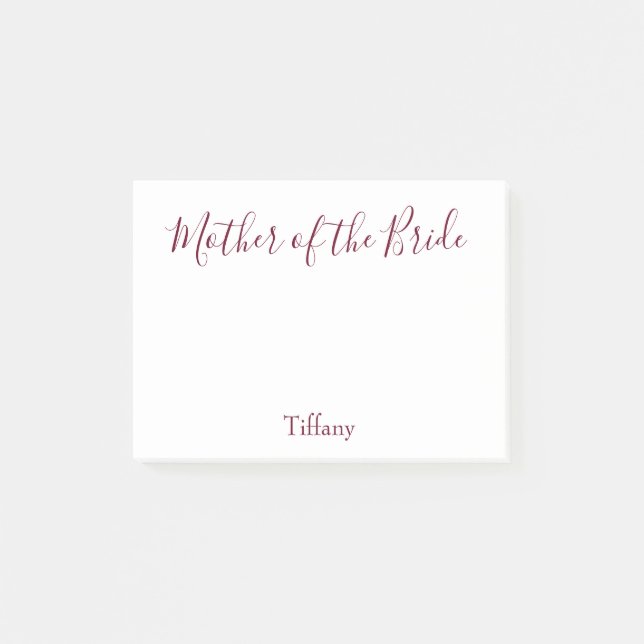 Post-it® Mère du Mariage de mariée Blanc et Bourgogne (Devant)