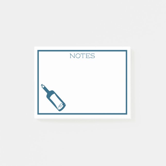 Post-it® Message nautique dans une bouteille bleu océan (Devant)