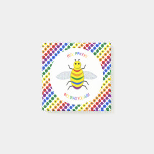 Post-it® Mignon abeille et fleurs arc-en-ciel fières LGBT