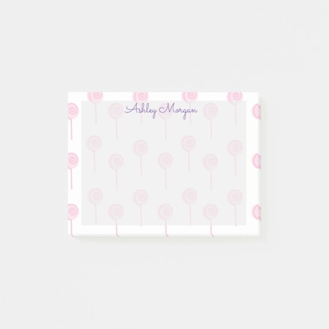 Post-it® mignon bonbon rose tendance monogramme (Devant)
