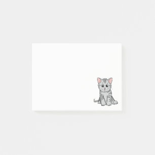 Post-it® Mignon Chat Gris Marbré Maman Chaton Dessin Animé