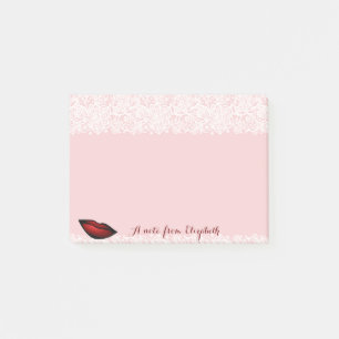 Post-it® Mignon Joli Féminin, Dentelle, Lèvres Rouges