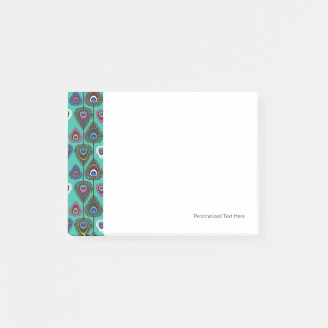 Post-it® mignon motif en plumes de paon (Devant)