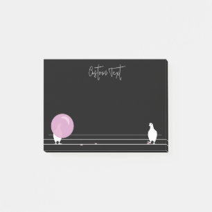 Post-it® Mignonne Bubblegum Birds sur un fil noir