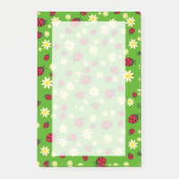mignonne coccinelle et marguerite vert motif