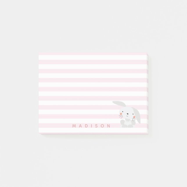 Post-it® Mignonne lapin - Enfants à rayures roses personnal (Devant)