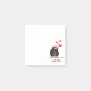 Post-it® Mignonne Otter avec les coeurs Saint-Valentin Humo