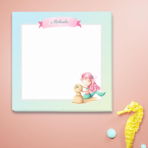 Post-it® Mignonne Turquoise Rose Mermaid Personnalisée