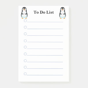 Post-it® Mignons manchots sur une liste de tâches à faire a