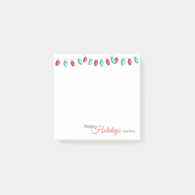 Post-it® Mini-Aqua Rouge lumières de Noël Joyeux vacances (Devant)