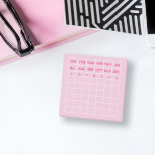 Post-it® Mini calendrier Pink Minimalist mensuel