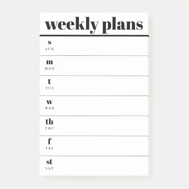 Post-it® Minimal Weekly Planner Sticky Notes Pad (Devant)