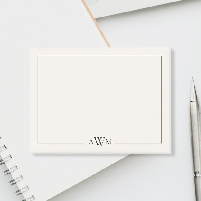 Post-it® Minimalist Black and Ivory Three Letter Monogram (Créateur téléchargé)